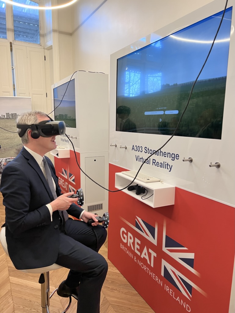 Lord Parkinson using the Stonehenge VR experience.